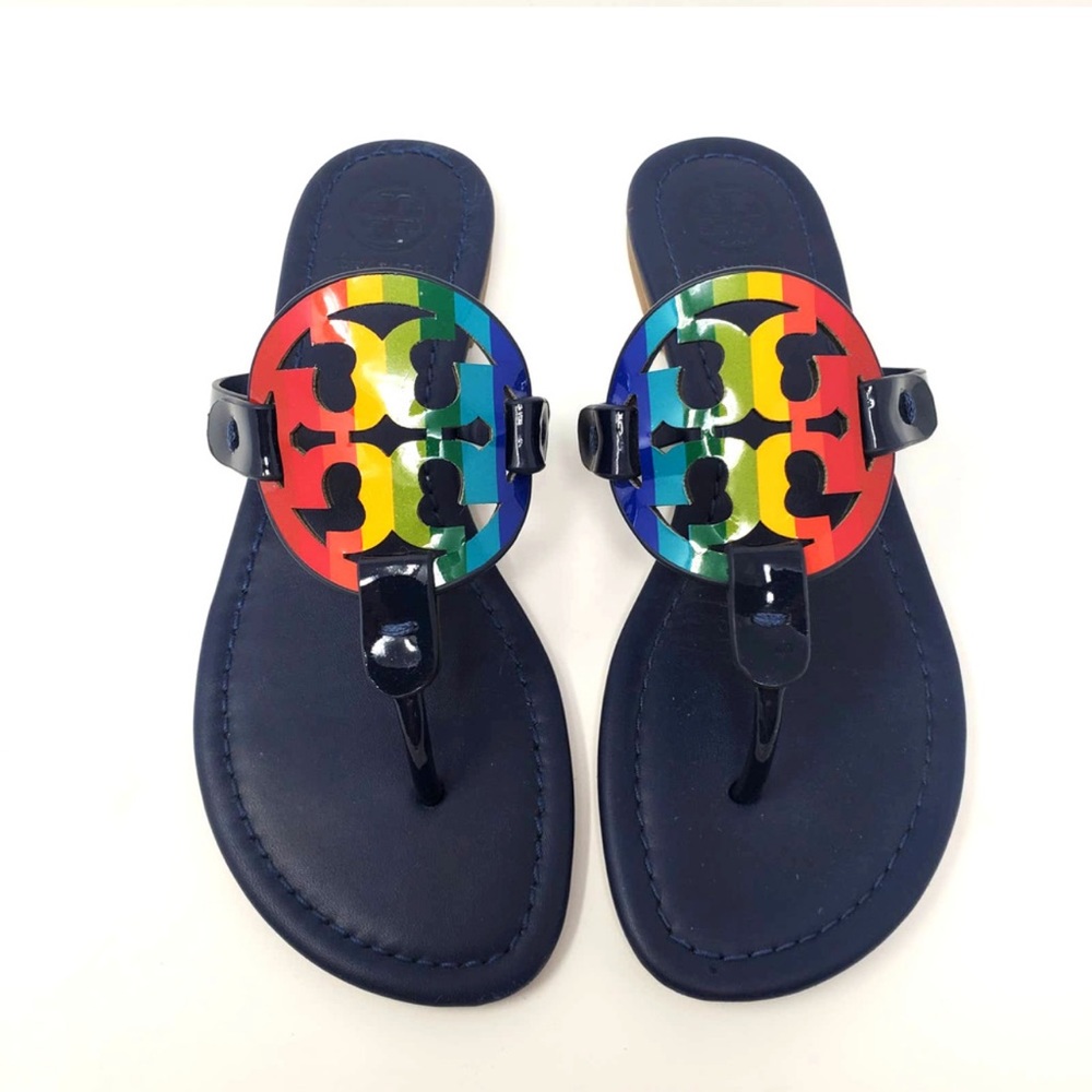 Tory Burch Miller Rainbow Flip Flop Thong Flat Sandals Leather Size US 5